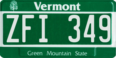 VT license plate ZFI349