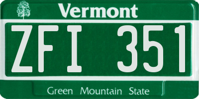 VT license plate ZFI351