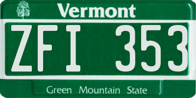 VT license plate ZFI353