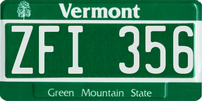VT license plate ZFI356