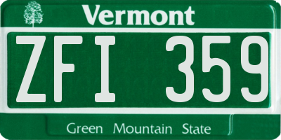 VT license plate ZFI359