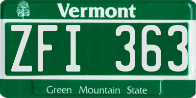 VT license plate ZFI363