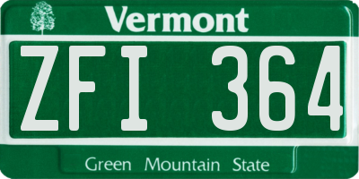 VT license plate ZFI364