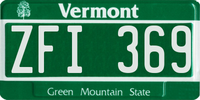 VT license plate ZFI369