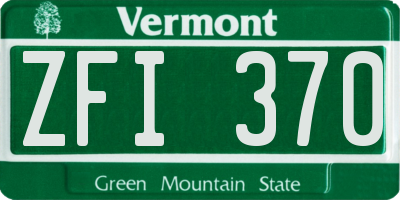 VT license plate ZFI370
