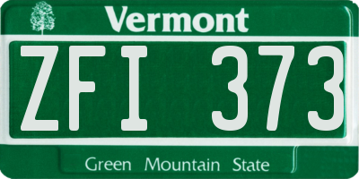 VT license plate ZFI373