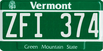 VT license plate ZFI374