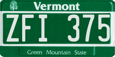 VT license plate ZFI375