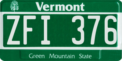 VT license plate ZFI376