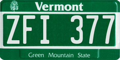 VT license plate ZFI377