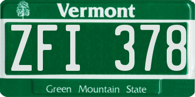 VT license plate ZFI378