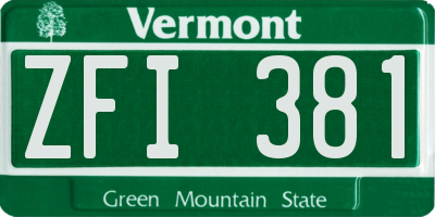 VT license plate ZFI381