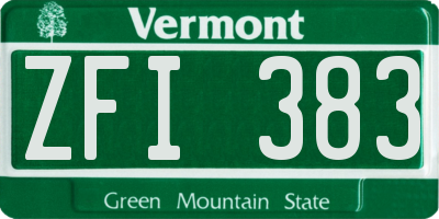 VT license plate ZFI383