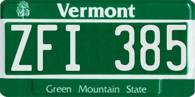 VT license plate ZFI385