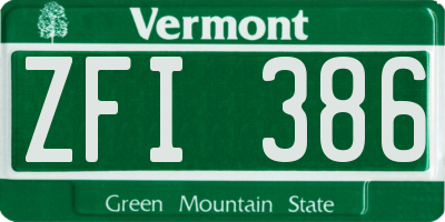 VT license plate ZFI386