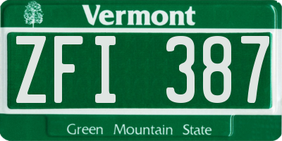 VT license plate ZFI387