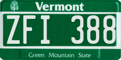 VT license plate ZFI388