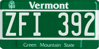 VT license plate ZFI392