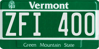 VT license plate ZFI400