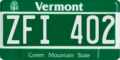 VT license plate ZFI402