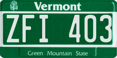 VT license plate ZFI403