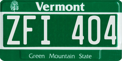 VT license plate ZFI404