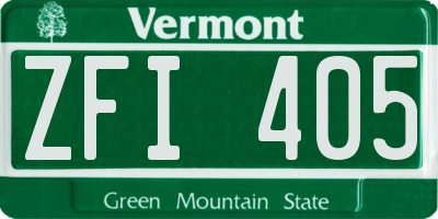 VT license plate ZFI405