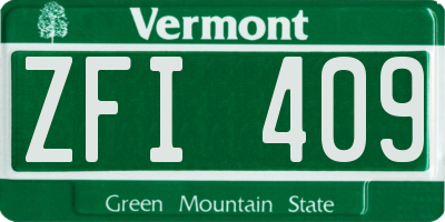VT license plate ZFI409