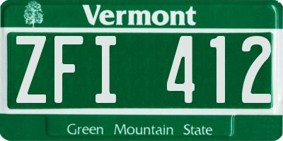 VT license plate ZFI412