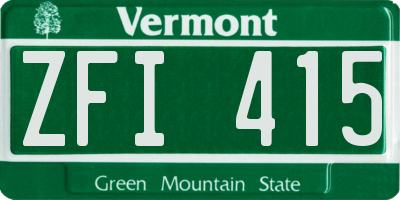 VT license plate ZFI415