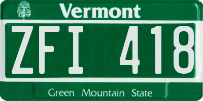 VT license plate ZFI418