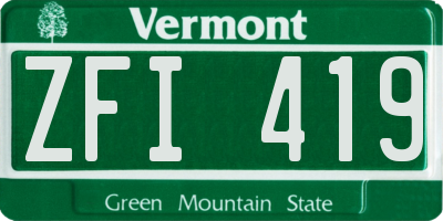 VT license plate ZFI419