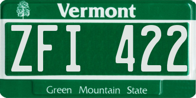 VT license plate ZFI422
