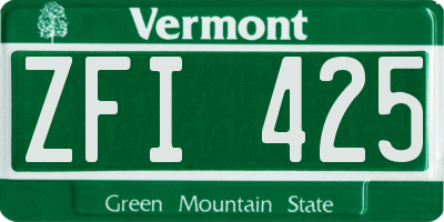 VT license plate ZFI425