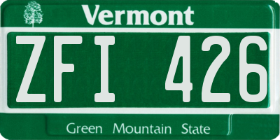 VT license plate ZFI426