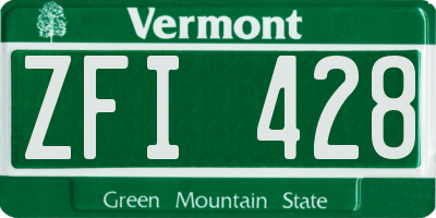 VT license plate ZFI428