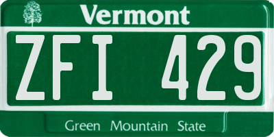 VT license plate ZFI429