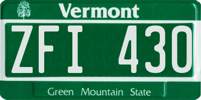 VT license plate ZFI430