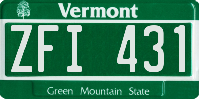 VT license plate ZFI431