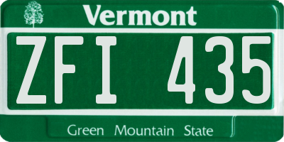 VT license plate ZFI435