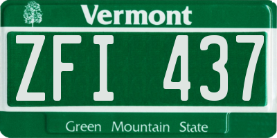 VT license plate ZFI437