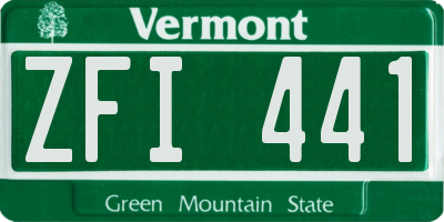 VT license plate ZFI441