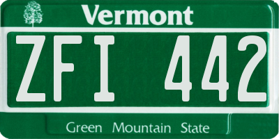 VT license plate ZFI442