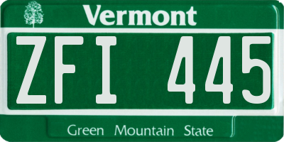 VT license plate ZFI445