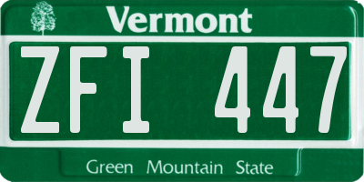VT license plate ZFI447