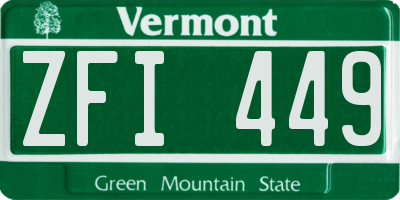 VT license plate ZFI449