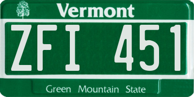 VT license plate ZFI451