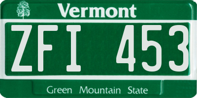 VT license plate ZFI453