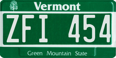 VT license plate ZFI454