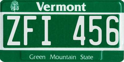 VT license plate ZFI456